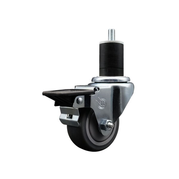 3'' Thermoplastic Rubber Swivel 1-3/4'' Expanding Stem Caster with Brake
